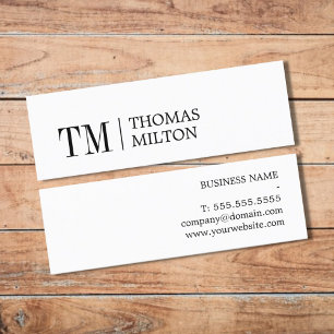 Carte De Visite Mini Moderne Elegant BlackWhite Bold Monogramme Consult