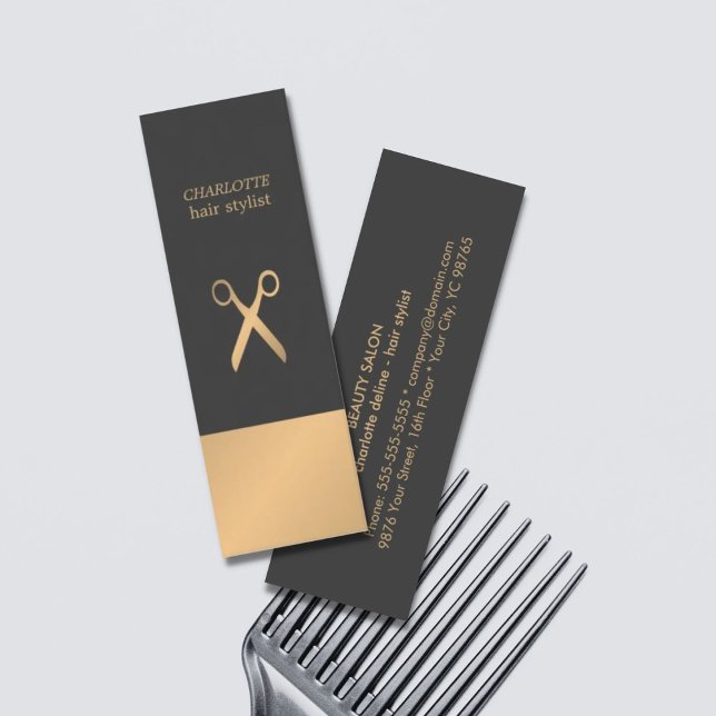 Carte De Visite Mini Moderne Élégant Chic Faux Cuivre Gris Cheveux Styl (Créateur téléchargé)