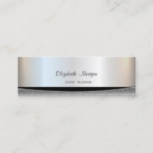 Carte De Visite Mini Moderne Élégant Élégant Argent , Rayé