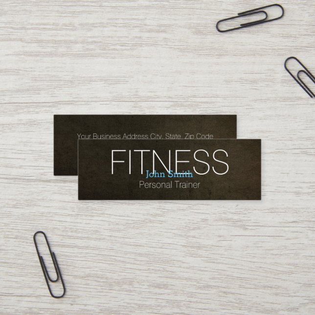 Carte De Visite Mini Moderne Elegant Personal Fitness Trainer Mini Busi (Devant/Arrière en situation)