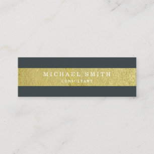 Carte De Visite Mini Moderne Élégant Rayé Feuille Faux Or