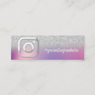 Carte De Visite Mini Moderne, élégant Silver Bokeh Instagram Médias soc