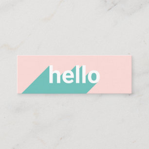 Carte De Visite Mini Moderne pastel rose turquoise hello typographie te
