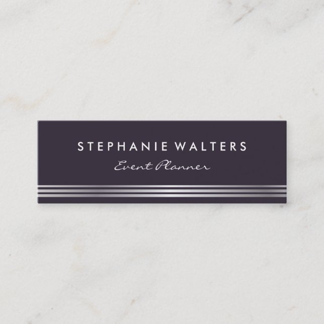 Carte De Visite Mini Moderne simple Métallurgique argent et violet (Devant)