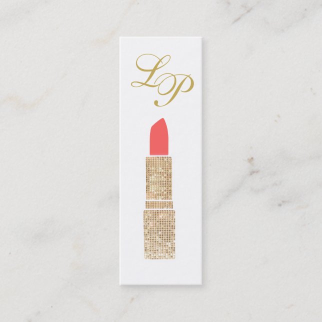 Carte De Visite Mini Monogram Gold Sequin Lipstick Artiste maquillage (Devant)