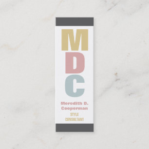 Carte De Visite Mini Monogramme audacieux coloré de mod