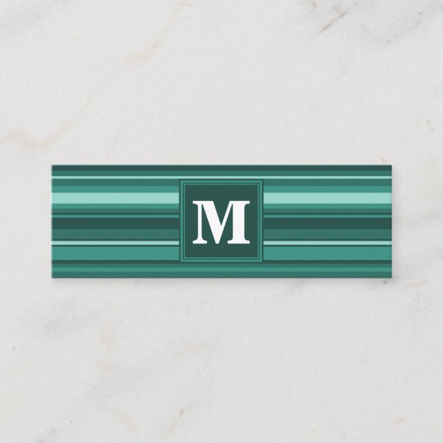 Carte De Visite Mini Monogramme bandes turquoises (Devant)