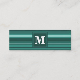 Carte De Visite Mini Monogramme bandes turquoises