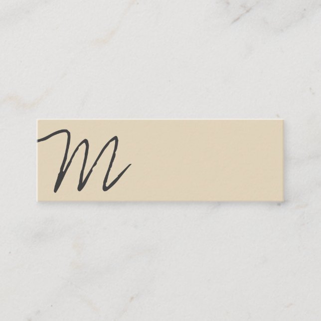 Carte De Visite Mini Monogramme cursif | Asymétrique (beige) (Devant)