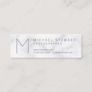 Carte De Visite Mini Monogramme de Marbre blanc minimaliste simple et m
