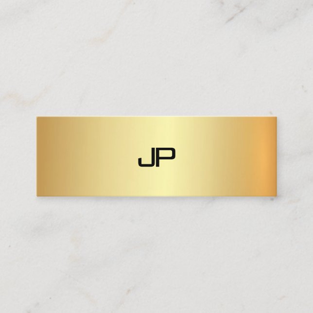 Carte De Visite Mini Monogramme d'or Faux professionnel Élégant Moderne (Devant)