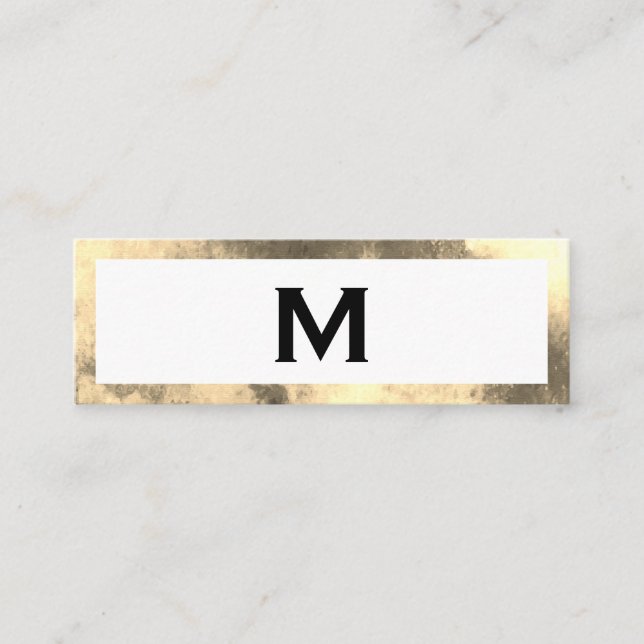 Carte De Visite Mini Monogramme Elegant Faux Golden Border (Devant)