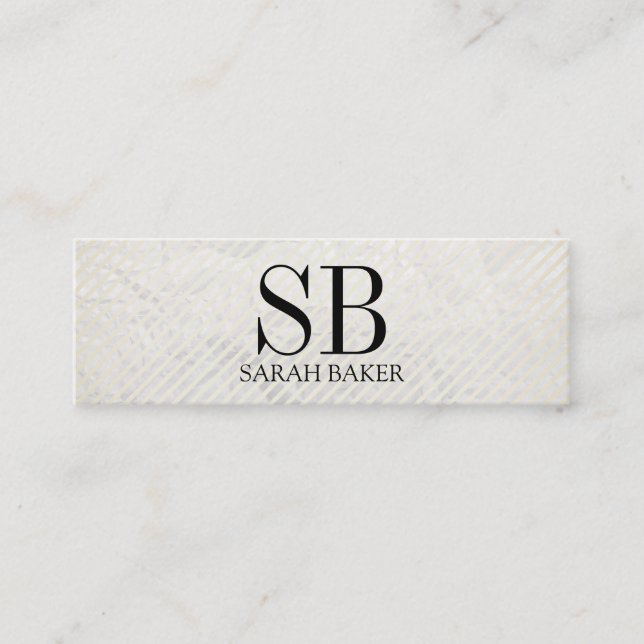 Carte De Visite Mini Monogramme et rayures de texture contemporaine (Devant)