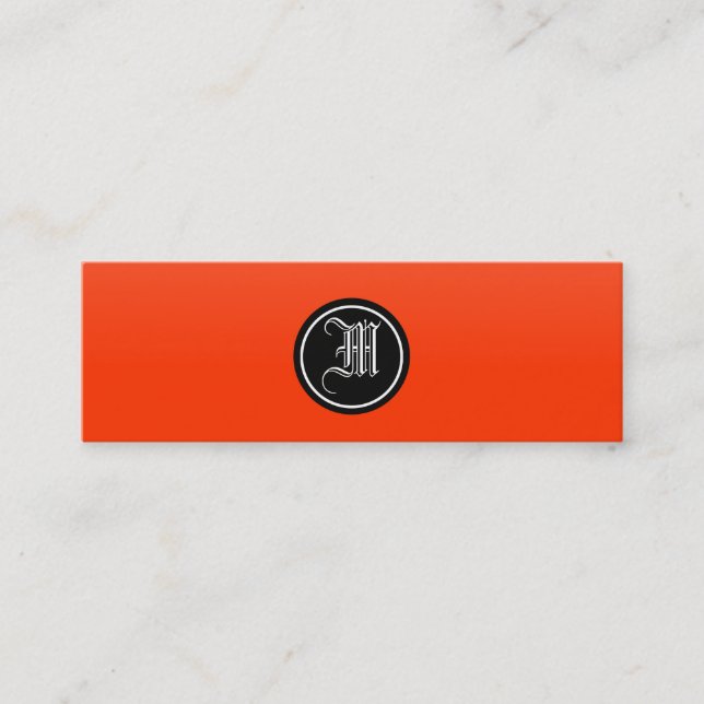 Carte De Visite Mini Monogramme gothique de rouge orange (Devant)