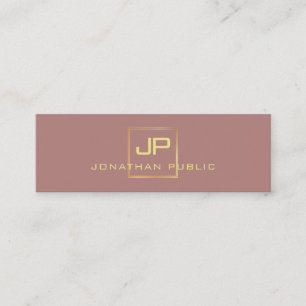 Carte De Visite Mini Monogramme moderne Elegant Or Look Professionnel
