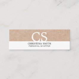 Carte De Visite Mini Monogramme moderne Kraft Imprimé blanc pur
