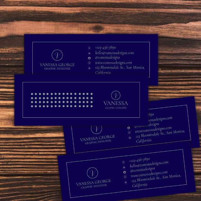 Carte De Visite Mini Monogramme personnalisé bleu moderne professionnel (Elegant Cute Blue Modern Monogram Custom Mini Business Card)