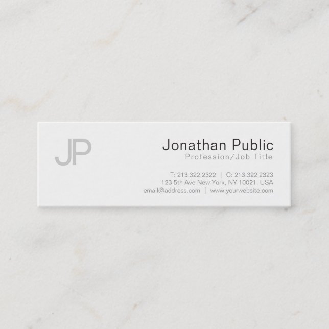 Carte De Visite Mini Monogramme Plain élégant design moderne élégant (Devant)