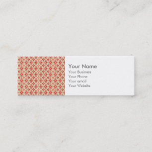 Carte De Visite Mini Monogramme rose rouge Geo Tribal Ikat Diamond Moti