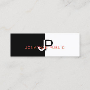 Carte De Visite Mini Monogramme rouge blanc noir élégant de conceptio