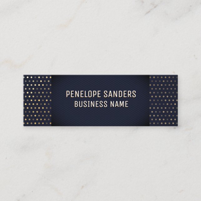 Carte De Visite Mini Motif à lunettes d'or | Luxe Bleu foncé (Devant)