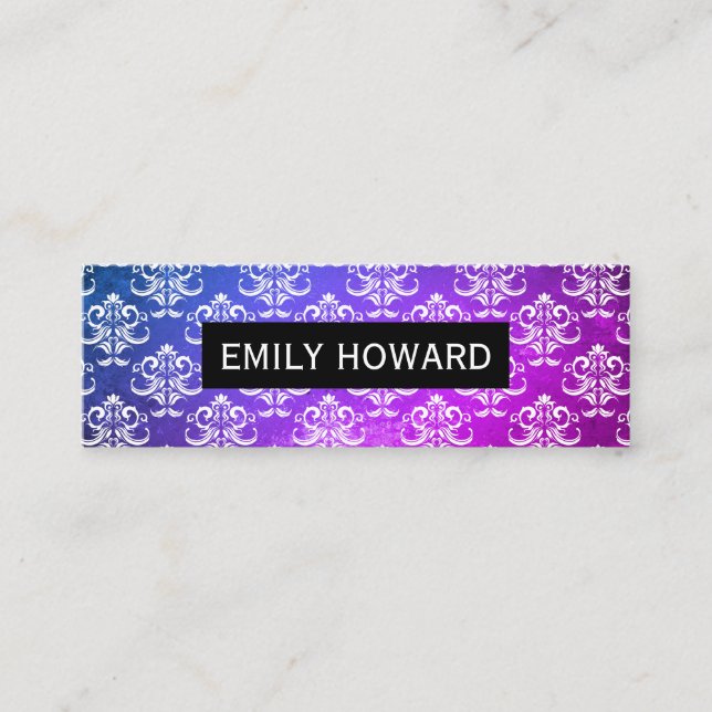 Carte De Visite Mini Motif Damas texture vert pourpre (Devant)