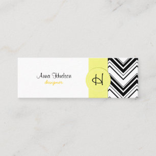 Carte De Visite Mini Motif de zigzag, motif de Chevron - noir blanc