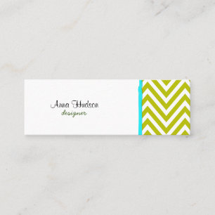 Carte De Visite Mini Motif de zigzag, motif de Chevron - vert blanc