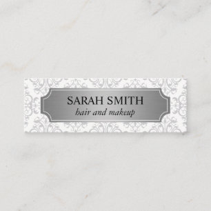 Carte De Visite Mini Motif élégant / Argent métallique / Blanc