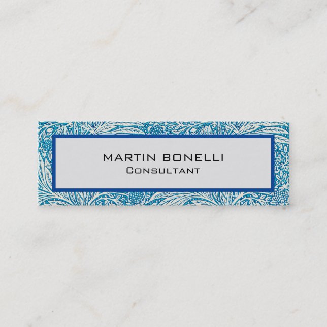 Carte De Visite Mini Motif Floral Vintage Bleu mince (Devant)