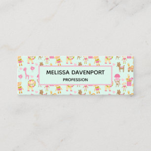 Carte De Visite Mini Motif mignon avec Animaux et Jouets heureux