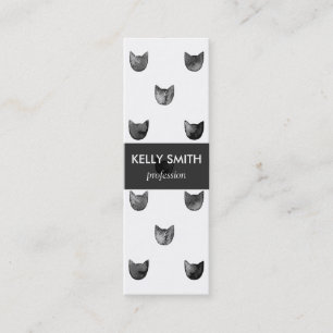 Carte De Visite Mini Motif mignon chic noir et blanc de chat