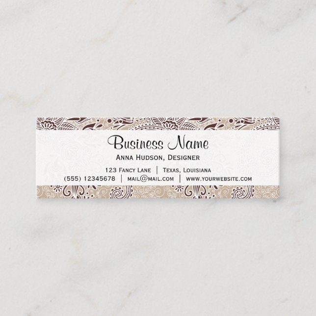 Carte De Visite Mini Motif Paisley, Persian Paisley, Oriental Paisley (Devant)