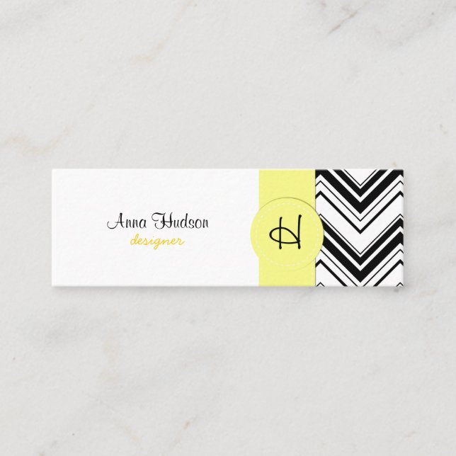Carte De Visite Mini Motif Zigzag noir et blanc, Motif Chevron (Devant)