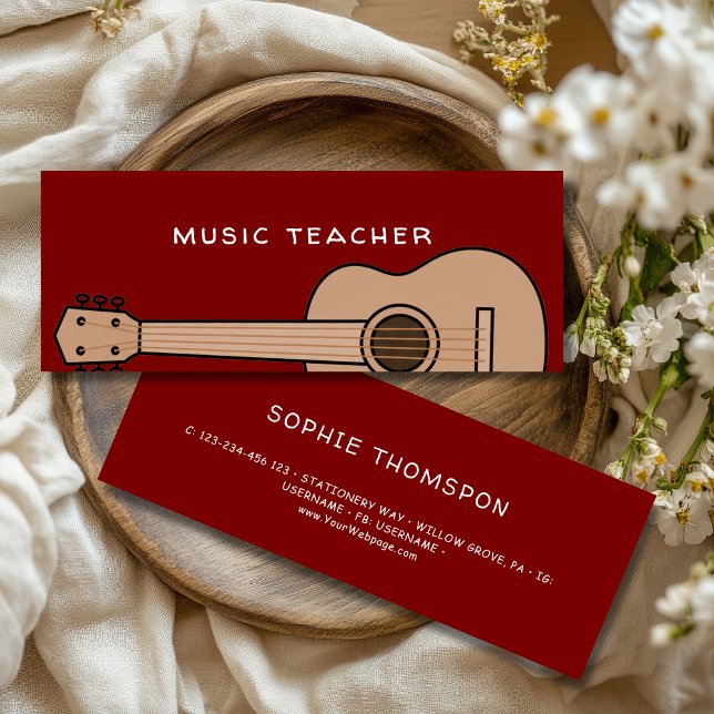 Carte De Visite Mini Music teacher guitar private lessons (Créateur téléchargé)