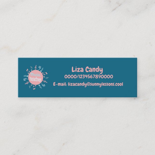 Carte De Visite Mini Musique professeur élégante notes bleu arrière - p (Devant)