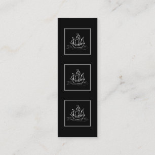 Carte De Visite Mini Navire pirate. Galleon noir et blanc.