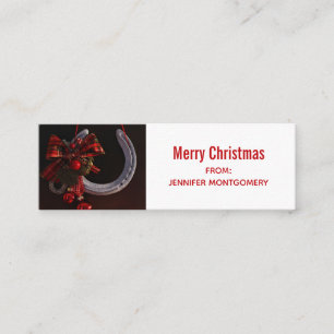 Carte De Visite Mini Noël équestre pendre en fer à cheval Photo
