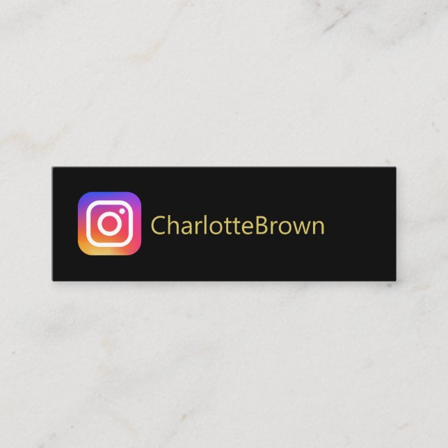 Carte De Visite Mini Nom d'utilisateur Instagram noir moderne (Devant)