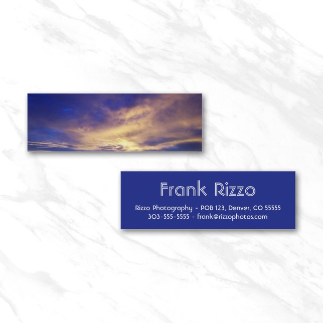 Carte De Visite Mini Nuages Lumineux Photo (Blue Panoramic Photo Photography Skinny Business Cards)