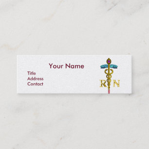 Carte De Visite Mini NURSE vintage et or Caduceus NR Emblem Pearl