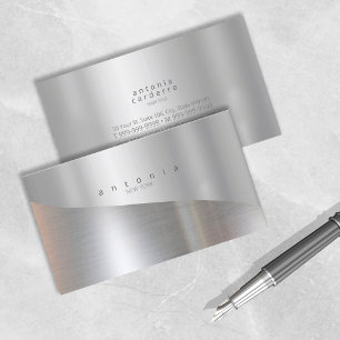 Carte De Visite Mini-onde métallique double ton en argent ID805