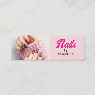 Carte De Visite Mini Ongles de photo de script noir rose Blush Mini