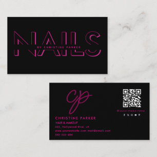 Carte De Visite Mini-ongles professionnels monogramme Qr code