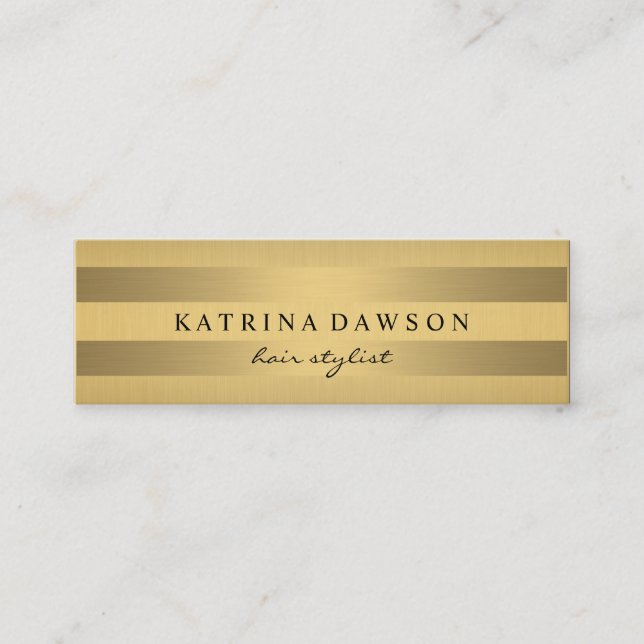 Carte De Visite Mini Or métallique chic avec des rayures subtiles (Devant)