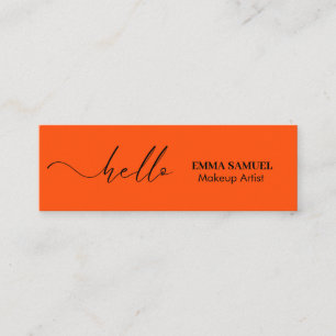 Carte De Visite Mini Orange Black Elegant Hello Minimal Calligraphie