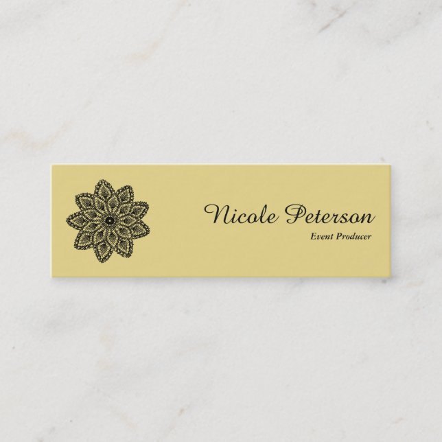 Carte De Visite Mini Ornement rond de dentelle noire (Devant)