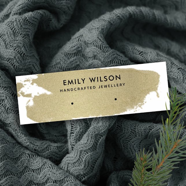 CARTE DE VISITE MINI PALE GOLD FOIL BRUSH STROKE STUD EARRING AFFICHE (Créateur téléchargé)