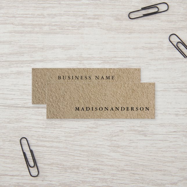 Carte De Visite Mini Papier de sable Brown minimaliste professionnel (Devant/Arrière en situation)