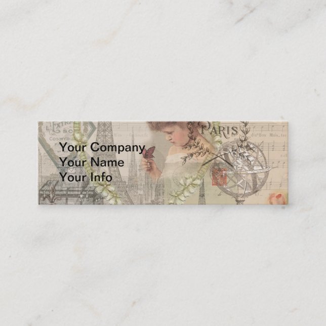 Carte De Visite Mini Paris France Jolie fille Eiffel (Devant)